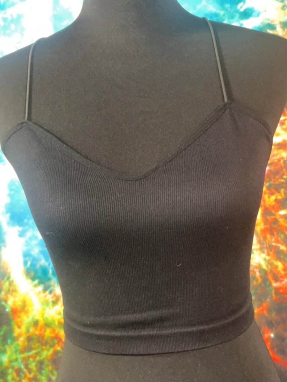 Rita Ora’s Line. Black String Tank Crop Top
